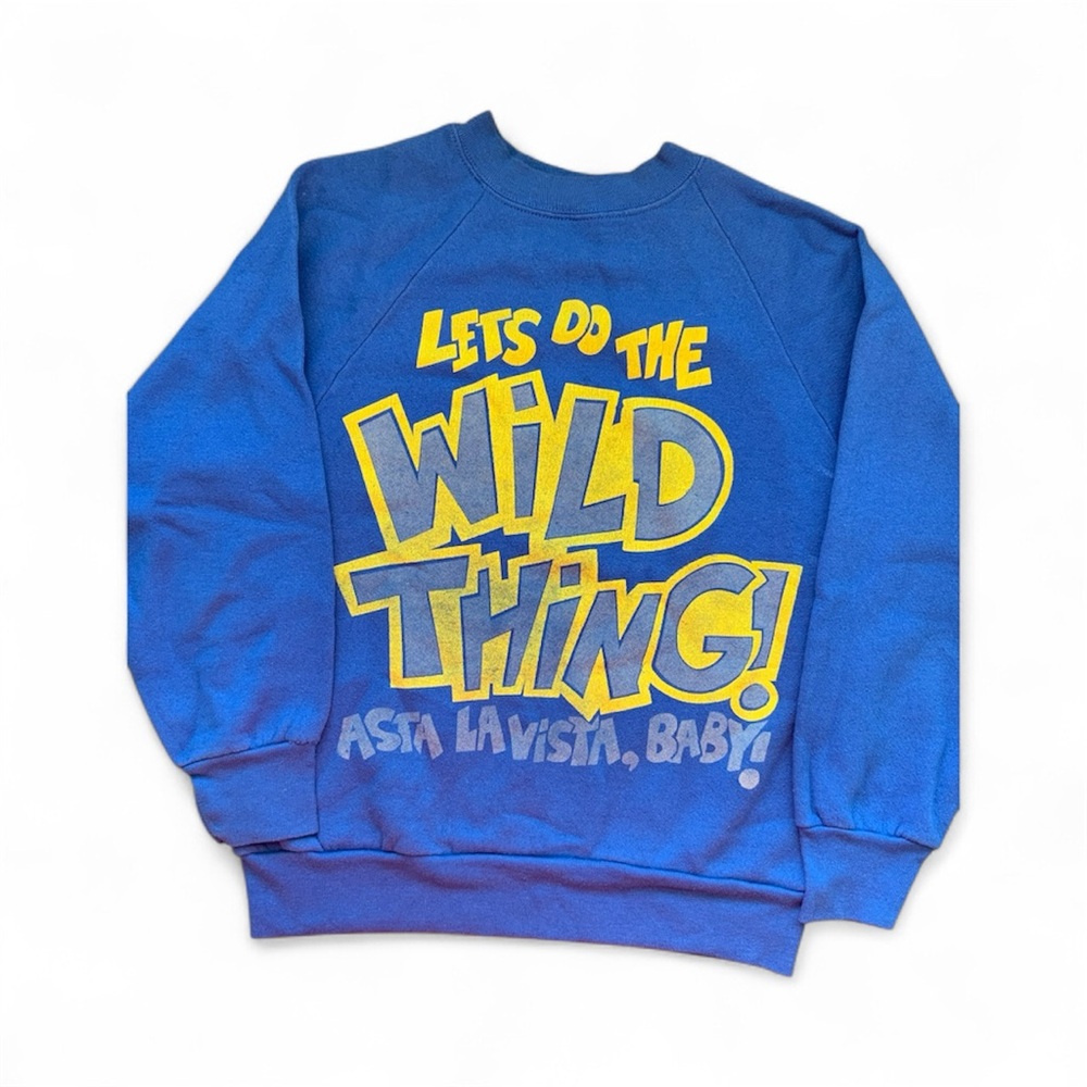 Blue Crewneck Sweater with Graphic Print